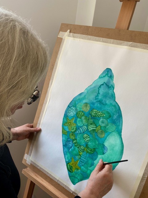 comprar obras de arte en acuarela online - concha