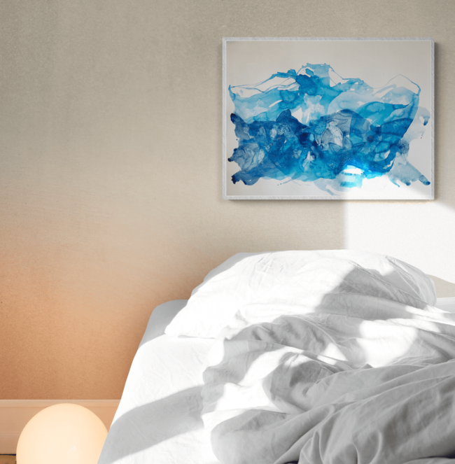 comprar acuarelas marinas - cama con cuadro estrellas de mar